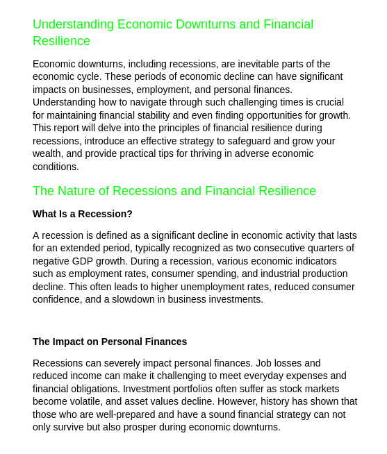 how to thrive during economic downturns report